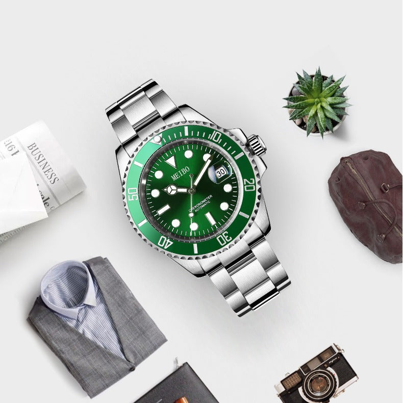 ساعة رجالية بسوار فولاذي وتقويم وعدسة تكبير | Magnifying Glass Calendar Men's Watch With A Steel Strap