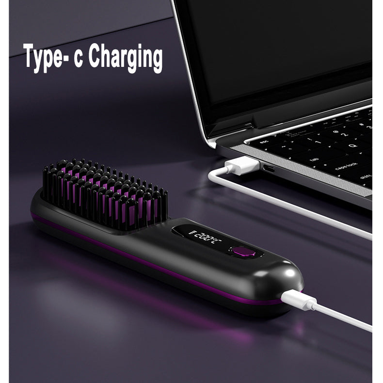 مشط تمليط لاسلكي 2 في 1 | 2 In 1 Straight Hair Comb Wireless Hair Straightener Brush