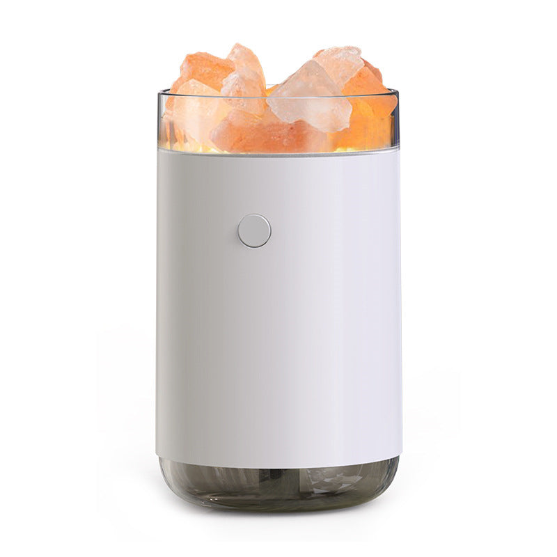 Air Humidifier Crystal Salt Stone Desktop Aromatherapy Essential Oil Ultrasonic Diffuser With LED Lamp | جهاز ترطيب الهواء بحجر الملح البلوري مع زيوت عطرية وإضاءة LED