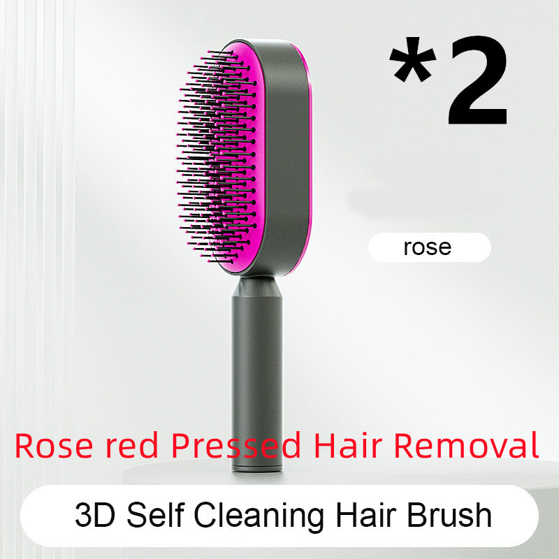 فرشاة شعر ذاتية التنظيف بضغطة واحدة مضادة للكهرباء لمساج فروة الرأس | Self Cleaning Hair Brush One-key Cleaning Anti-Static Airbag Massage Scalp Comb