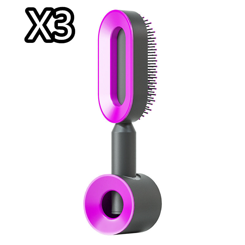 فرشاة شعر ذاتية التنظيف بضغطة واحدة مضادة للكهرباء لمساج فروة الرأس | Self Cleaning Hair Brush One-key Cleaning Anti-Static Airbag Massage Scalp Comb
