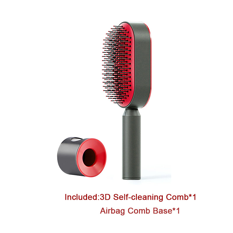 فرشاة شعر ذاتية التنظيف بضغطة واحدة مضادة للكهرباء لمساج فروة الرأس | Self Cleaning Hair Brush One-key Cleaning Anti-Static Airbag Massage Scalp Comb