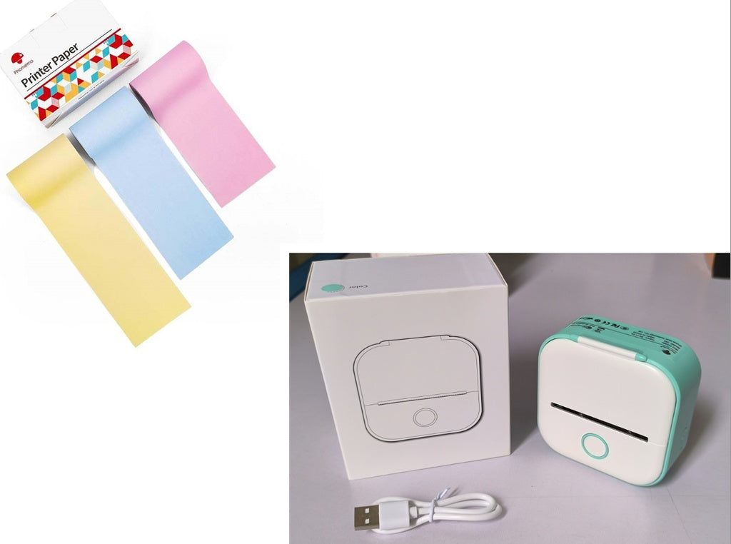 طابعة ملصقات حرارية محمولة بلوتوث للصور والبطاقات والأسئلة | Portable Mini Thermal Label Printer Home Photo Printer Bluetooth Mini Label Printer
