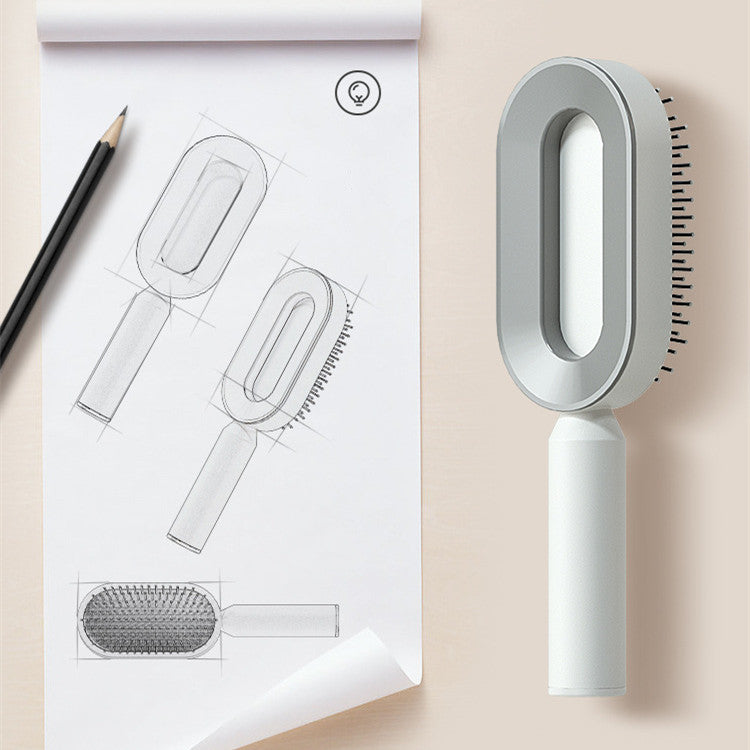 فرشاة شعر ذاتية التنظيف بضغطة واحدة مضادة للكهرباء لمساج فروة الرأس | Self Cleaning Hair Brush One-key Cleaning Anti-Static Airbag Massage Scalp Comb