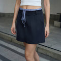 تنورة نسائية بنقشة مربعات برباط | Plaid Patchwork Lace-Up A-Line Skirt For Women