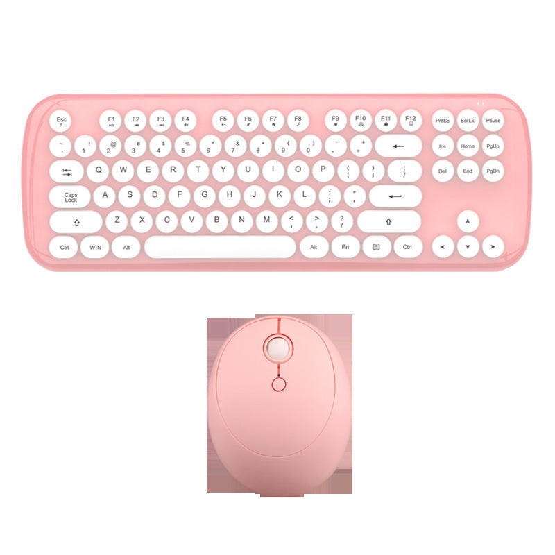 طقم كيبورد وماوس لاسلكي بألوان ريترو للبنات | Wireless Keyboard And Mouse Set Girls Color Retro