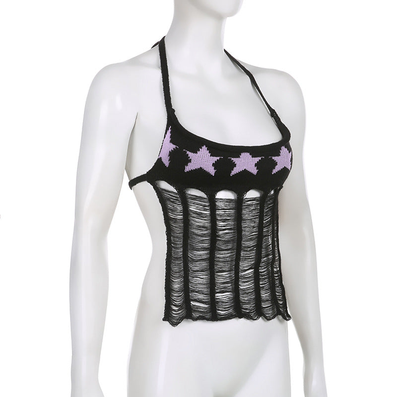 قميص بدون أكمام بتصميم مفرغ عصري | Spicy Girls Street Hip-hop Star Hollow Design Tank Top