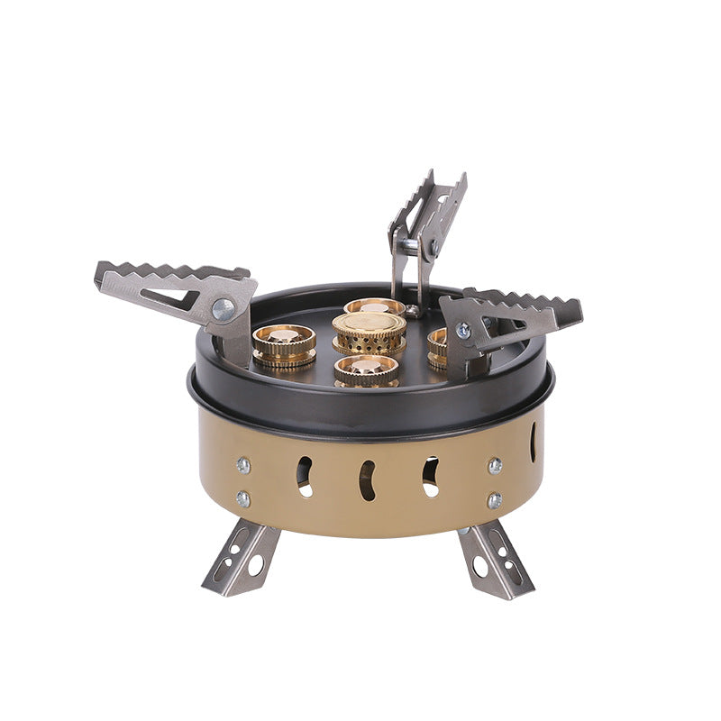 موقد غاز محمول مضاد للرياح للتخييم والرحلات الخارجية | Portable Windproof Camping Cookout Gas Stove Holder Set