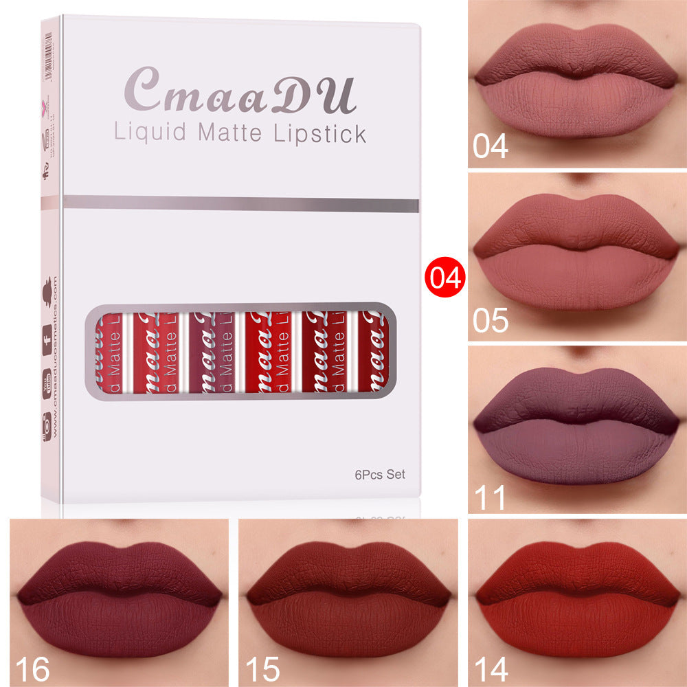 6 علب أحمر شفاه مطفي مقاوم للماء طويل الأمد | 6 Boxes Matte Non-stick Cup Waterproof Lipstick Long Lasting Lip Gloss