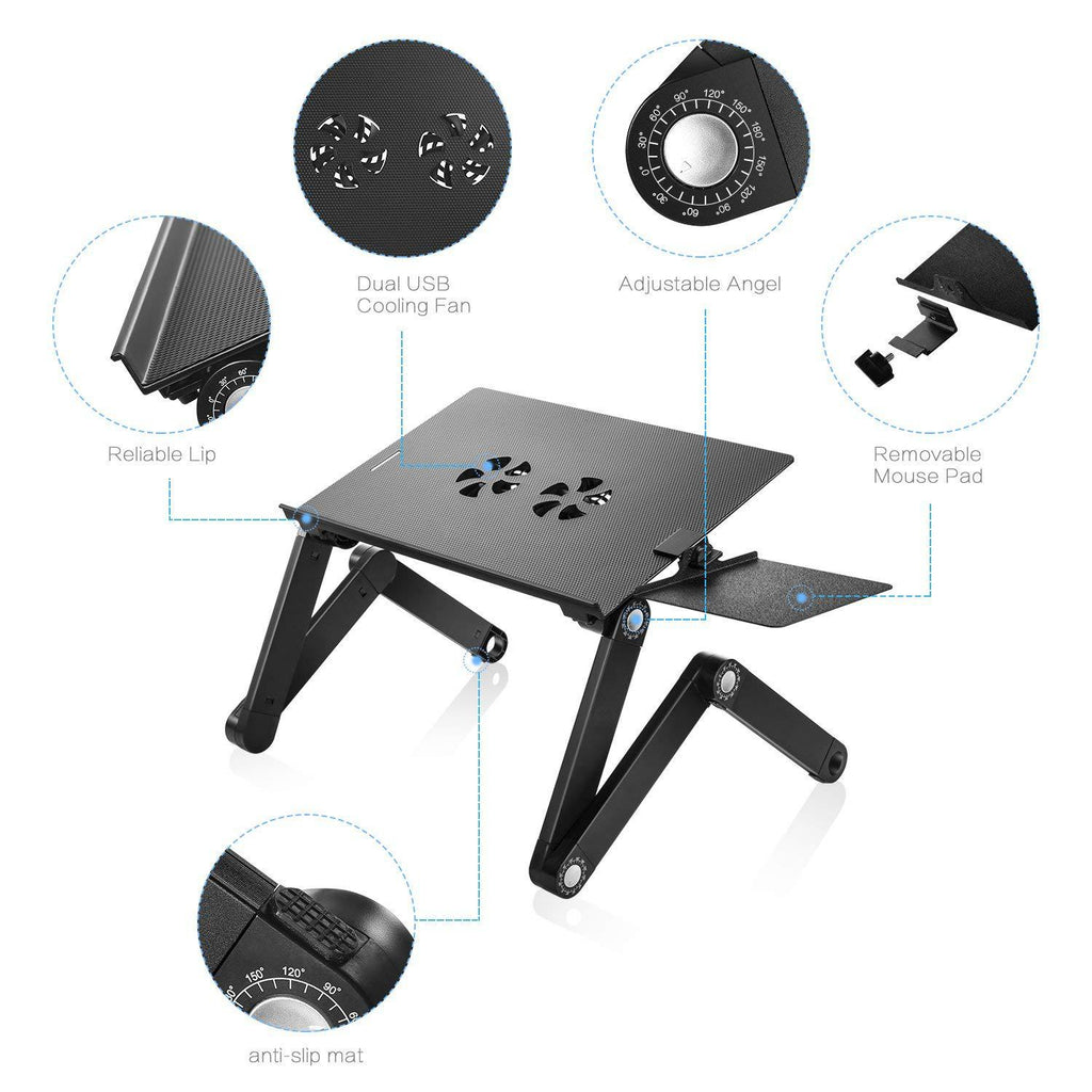 طاولة كمبيوتر قابلة للطي مع مروحتين لتبريد اللابتوب | Folding Computer Desk Notebook Computer Stable With Double Fan