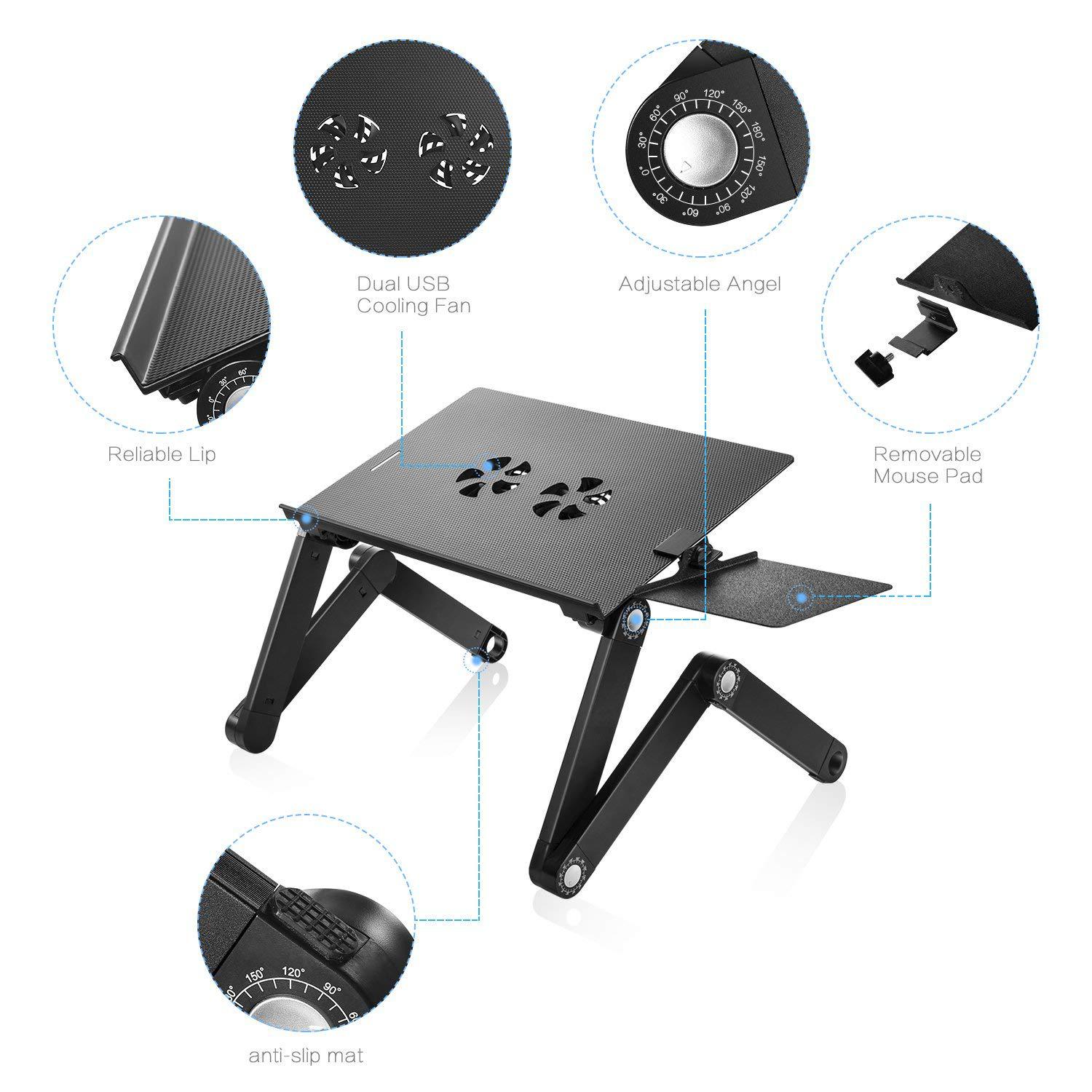 طاولة كمبيوتر قابلة للطي مع مروحتين لتبريد اللابتوب | Folding Computer Desk Notebook Computer Stable With Double Fan