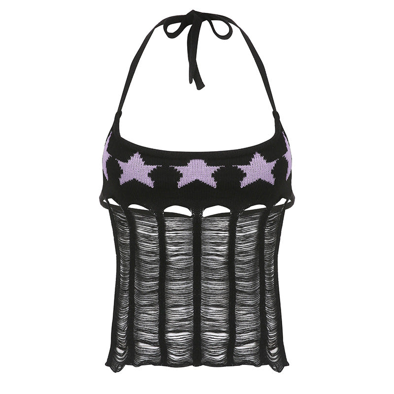 قميص بدون أكمام بتصميم مفرغ عصري | Spicy Girls Street Hip-hop Star Hollow Design Tank Top