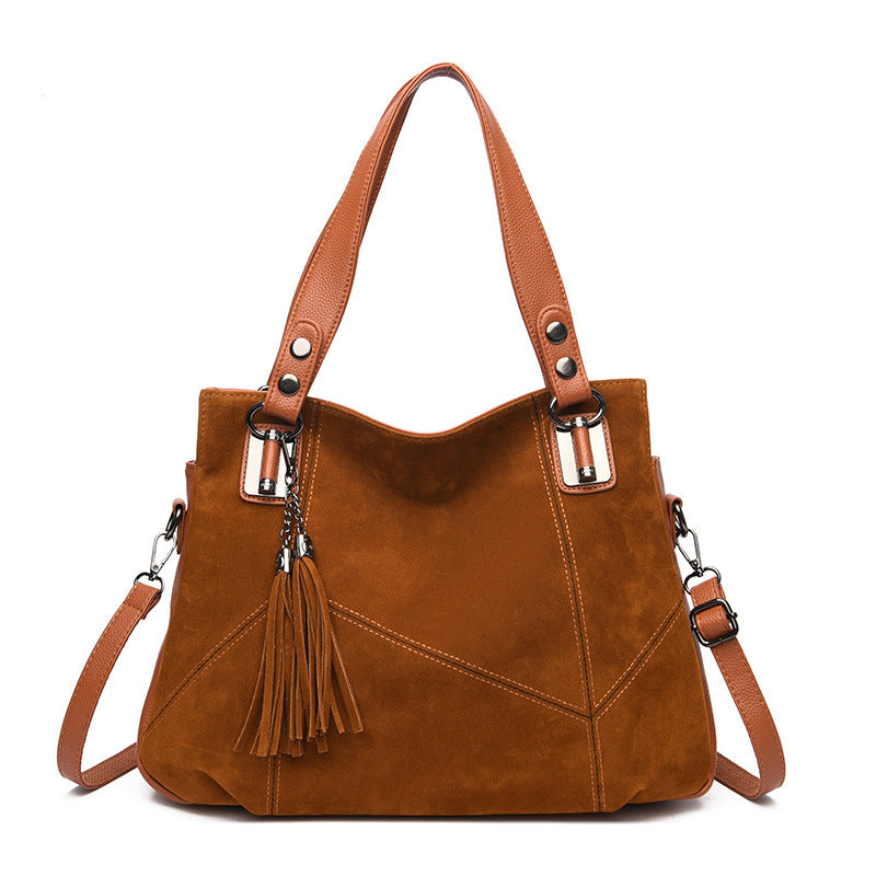 حقيبة كتف نسائية ريترو بشراشيب وسحاب من السويد | Womens Retro Tassel Zipper Suede Shoulder Crossbody Bag