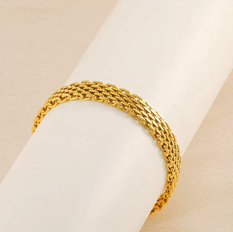 سوار سلسلة نسائي ذهبي/فضي | Women's Chain Bracelet Business Casual Golden Silver