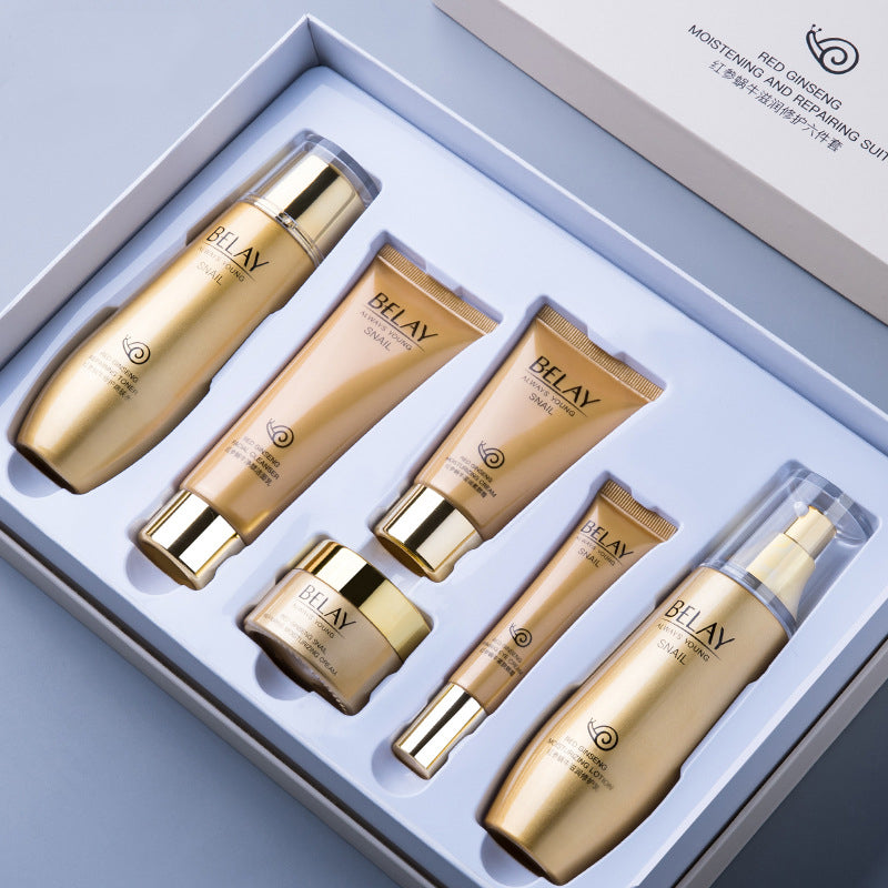 مجموعة عناية بالبشرة 6 قطع - رمان وحمض الهيالورونيك | Beauty Salon Facial Care Cosmetics