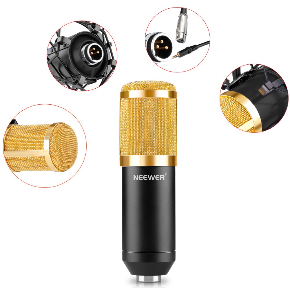 مايكروفون كوندنسر NW-800 مع حامل صدمات وكابل طاقة | NW-800 Condenser Microphone Shock Mount Power Cable