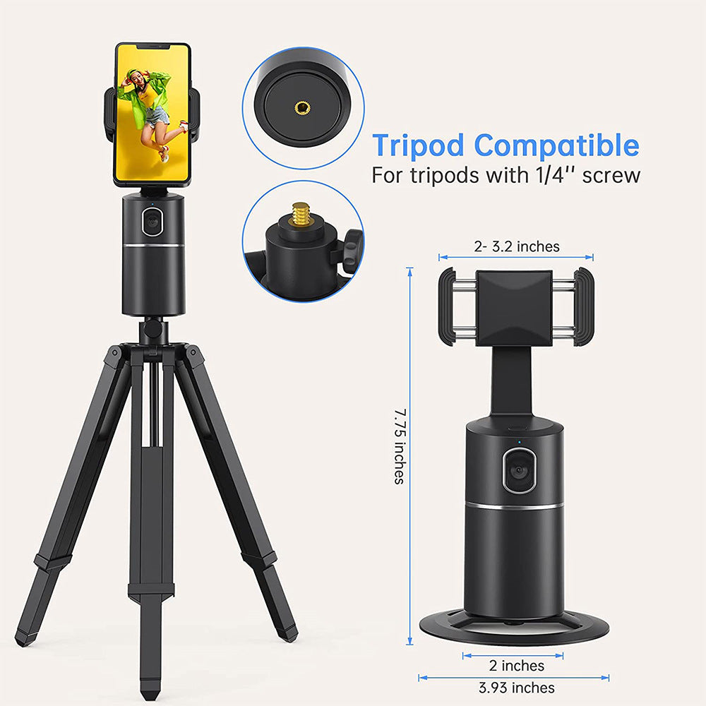 حامل سيلفي ذكي بتتبع تلقائي للوجه مع دوران 360 درجة | Automatic Face Tracking Selfie Stick Mobile Phone Holder 360 Rotation