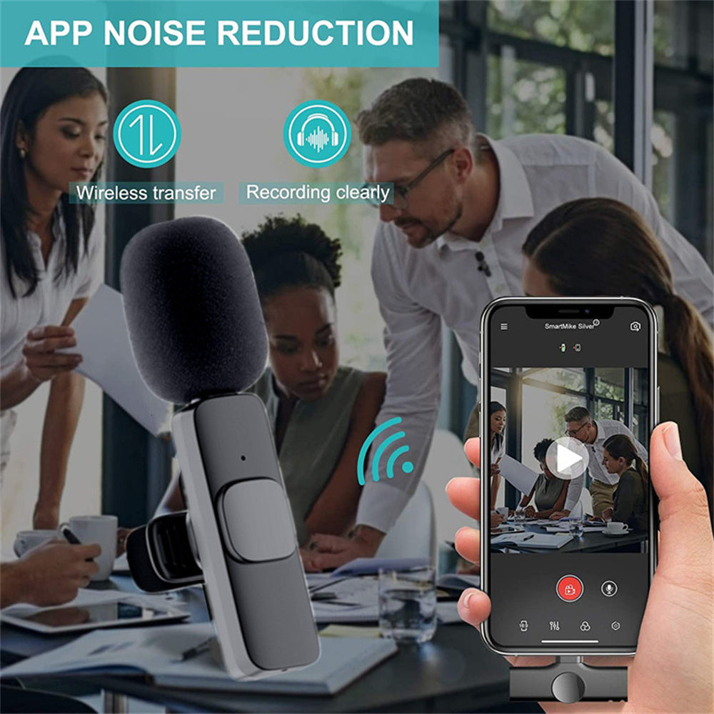 ميكروفون لافالير لاسلكي محمول للتسجيل الصوتي والمرئي | Wireless Lavalier Microphone Portable Audio Video Recording Mini Mic