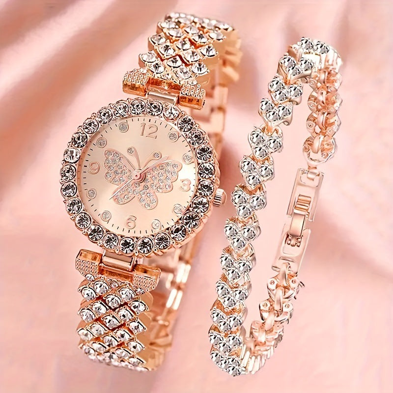 ساعة نسائية عصرية بتصميم روماني مرصعة بالماس | Fashionable Roman-Style Diamond-Encrusted Womens Watch