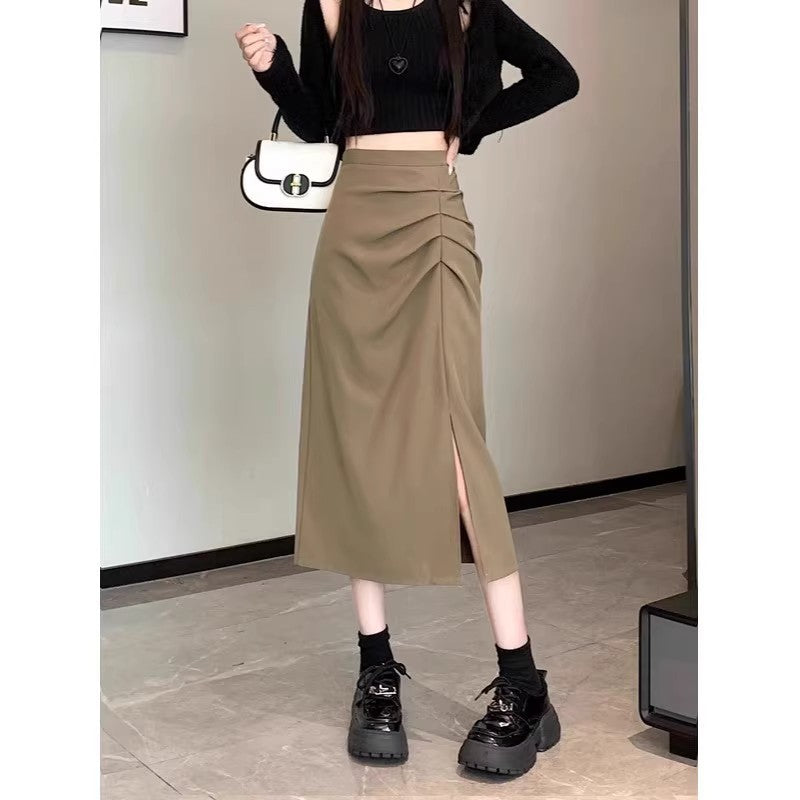 تنورة نسائية عصرية عالية الخصر بفتحة | Womens Stylish High-waisted Slimming Split Skirt