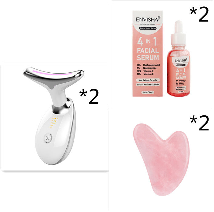 جهاز مساج EMS لشد الرقبة | EMS Thermal Neck Lifting Massager LED Photon Microcurrent Wrinkle Remover