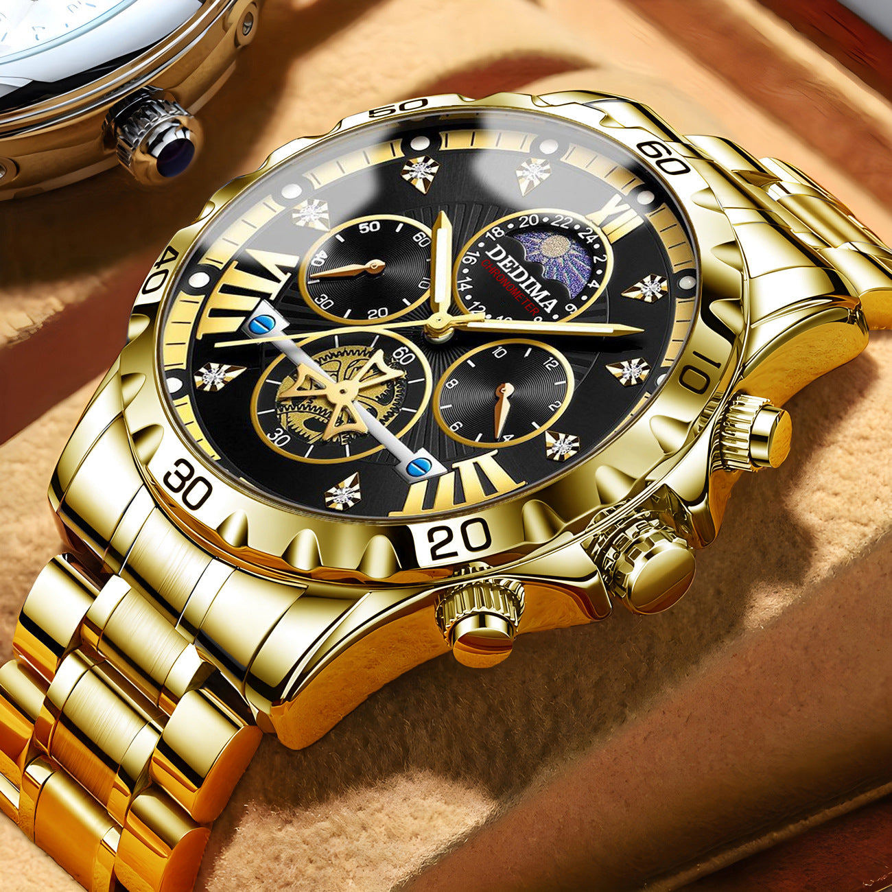 ساعة كوارتز مضيئة مقاومة للماء بعجلة طيارة لرجال الأعمال | Business Luminous Waterproof Flywheel Quartz Watch
