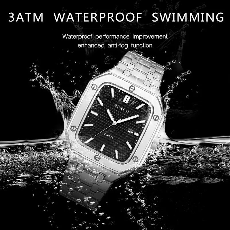 ساعة رجالية مربعة أنيقة من استانلس ستيل | Stylish Mens Stainless Steel Square Watch