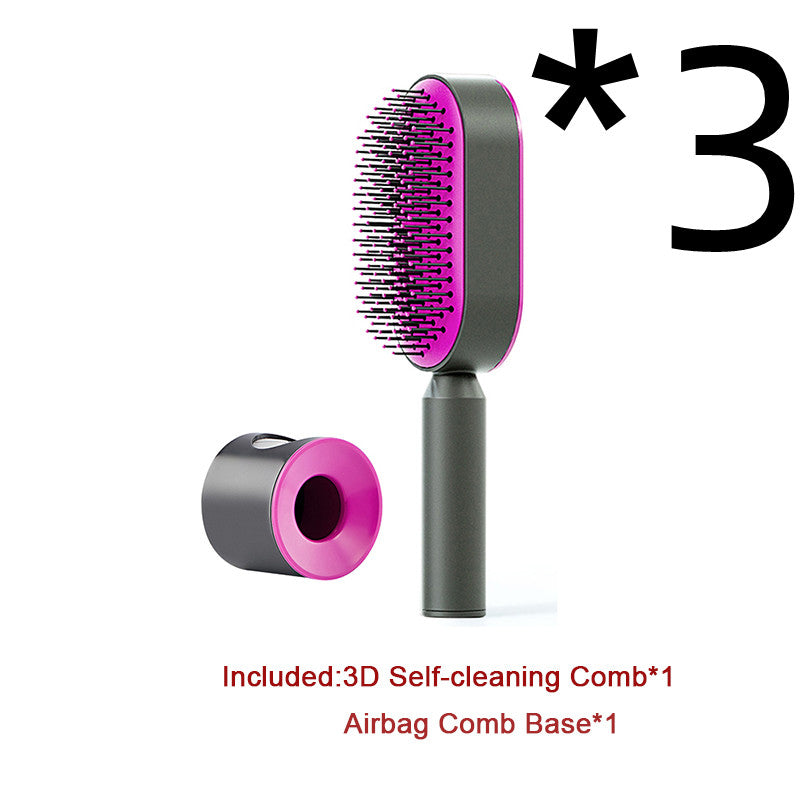 فرشاة شعر ذاتية التنظيف بضغطة واحدة مضادة للكهرباء لمساج فروة الرأس | Self Cleaning Hair Brush One-key Cleaning Anti-Static Airbag Massage Scalp Comb