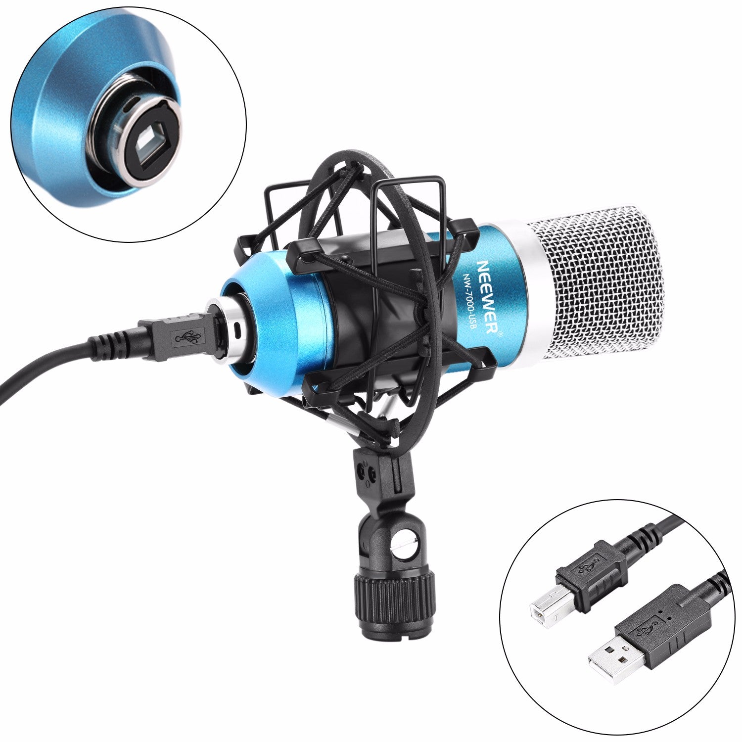 مايكروفون Neewer NW-7000 USB احترافي مع ذراع مقصية وحامل صدمات | Neewer NW-7000 USB Professional Studio Condenser Microphone Kit