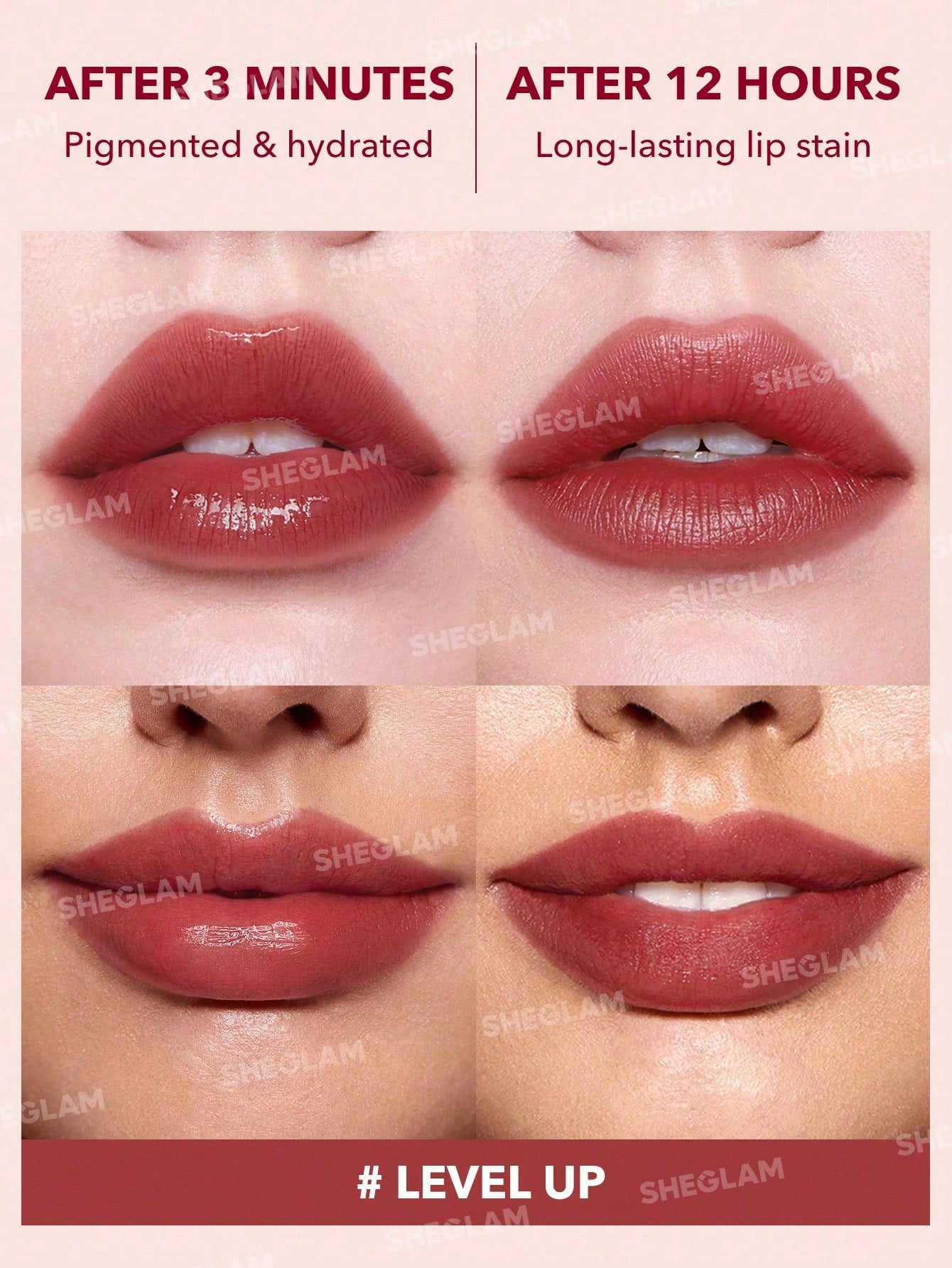 SHEGLAM Take a Hint Lip Tint-Level up Color Changing Long Lasting Lip Gloss High Gloss Finish All Day Non-Sticky Moisturizing Lip Stain for Dry Lips Lip Combo Brand Beauty Makeup Face Paint Cosmetic for Women Girls Perfect for Winter Spring Ideal for Y2K Fancy Fashion Suitable for Birthday Gift Party Ready Best Color