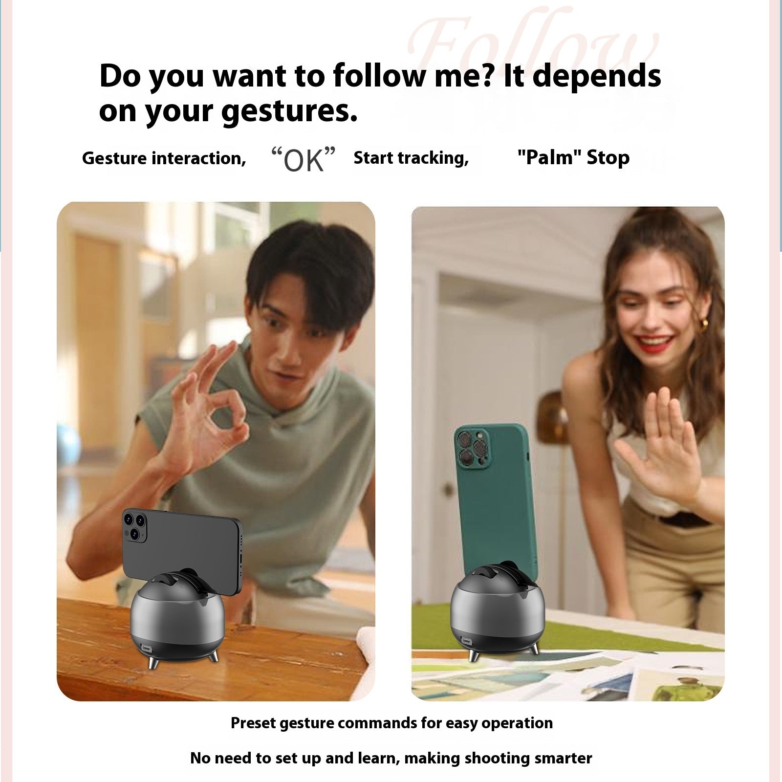 جيمبال Q8 ثنائي المحور ذكي بتقنية AI للتعرف على الوجه والتتبع التلقائي | New Dual-axis Q8 Intelligent AI Face Recognition Automatic Mobile Phone Tracking Head Stabilizer