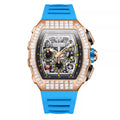ساعة رجالية فاخرة مربعة بالماس ونقش النجوم | Men's Luxury Square Diamond Watch With Star Pattern