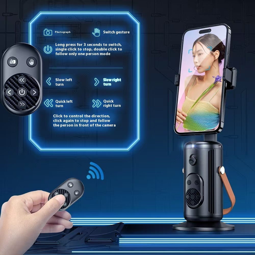 حامل سيلفي ذكي بتقنية التعرف على الوجه AI مع بلوتوث للبث المباشر | Smart AI Face Recognition Mobile Live Streaming Bluetooth Selfie Holder