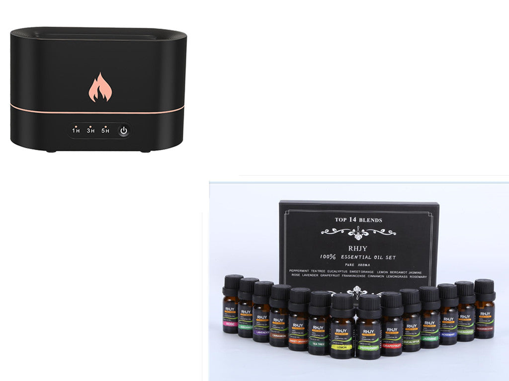 جهاز عطور بتأثير اللهب مع مرطب هادئ | Flame Aromatherapy Humidifier Diffuser Home Decor