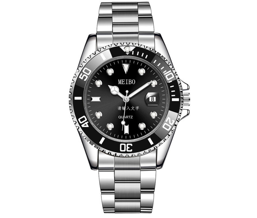 ساعة رجالية بسوار فولاذي وتقويم وعدسة تكبير | Magnifying Glass Calendar Men's Watch With A Steel Strap