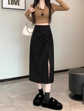 تنورة نسائية عصرية عالية الخصر بفتحة | Womens Stylish High-waisted Slimming Split Skirt