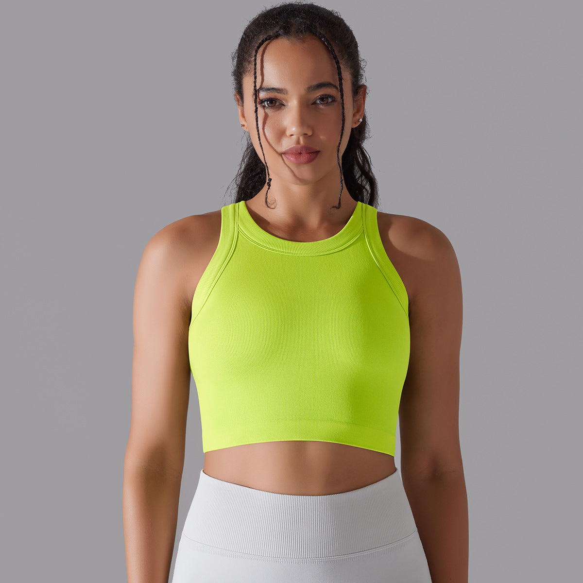 قميص رياضي نسائي بدون أكمام محبوك سلس | Women's Sleeveless Vest Running Fitness Seamless Knitted Sports Top