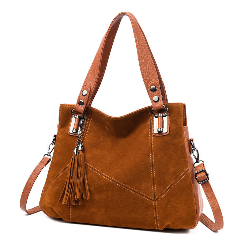 حقيبة كتف نسائية ريترو بشراشيب وسحاب من السويد | Womens Retro Tassel Zipper Suede Shoulder Crossbody Bag