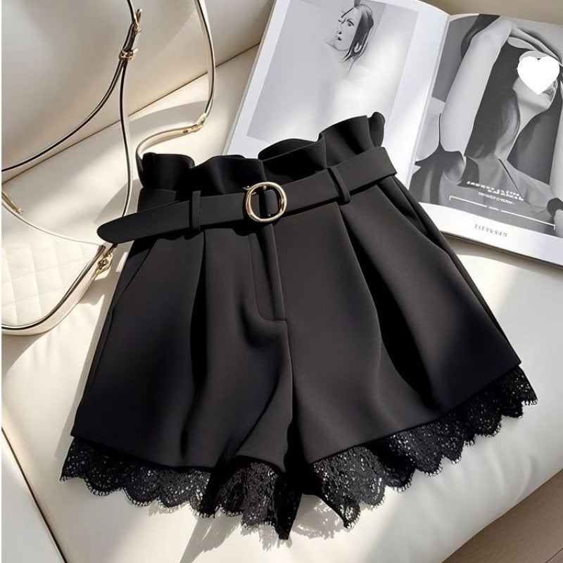 شورت نسائي عالي الخصر كاجوال للقصيرات | High-waisted Casual Shorts Cropped Pants For Petite Women