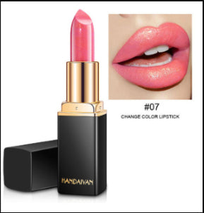 أحمر شفاه معدني لامع متغير اللون بالحرارة بلون لؤلؤي | Shiny Metallic Lipstick Pearlescent Color Temperature Change Gilt Lipstick