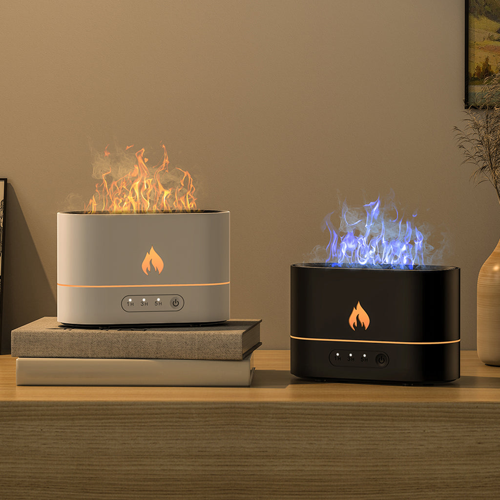 جهاز عطور بتأثير اللهب مع مرطب هادئ | Flame Aromatherapy Humidifier Diffuser Home Decor