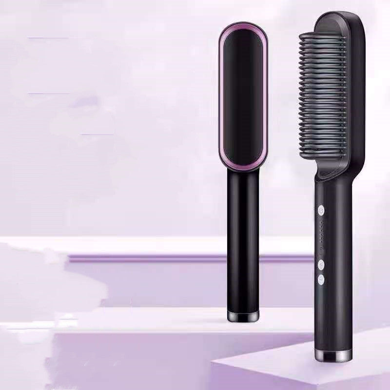 مكواة شعر 2 في 1 مع تجعيد | New 2 In 1 Hair Straightener Hot Comb Curling Tong Electric Hair Brush