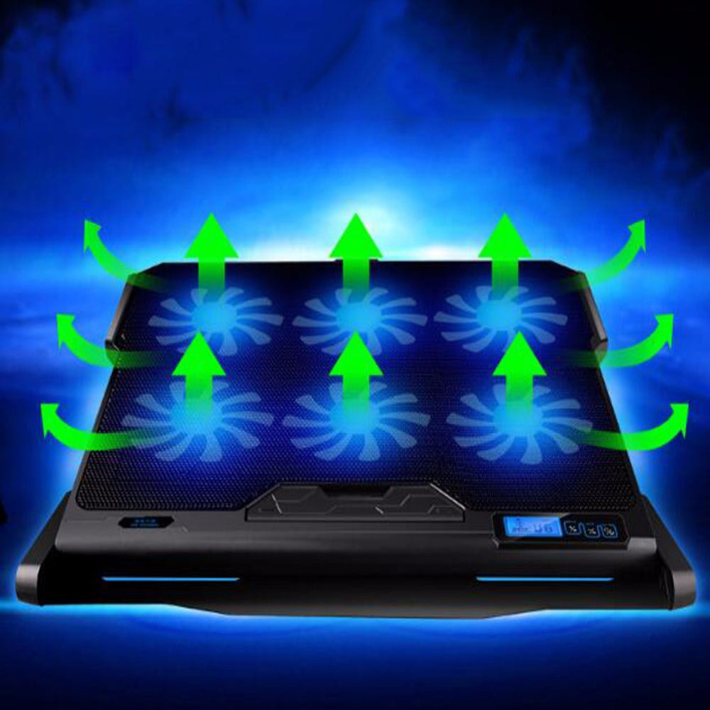 لوحة تبريد لابتوب بشاشة LCD وسرعات متعددة بحامل قابل للتعديل | Laptop Cooling Board LCD Display Multi-speed With Adjustable Stand
