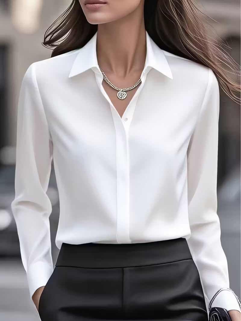قميص عمل رسمي احترافي بأكمام طويلة وأزرار كبس | Long-sleeve Professional Formal Work Uniform Snap-button Shirt