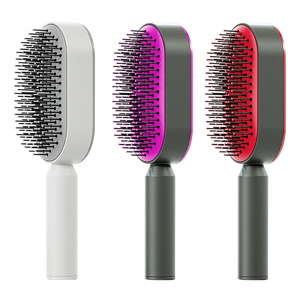 فرشاة شعر ذاتية التنظيف بضغطة واحدة مضادة للكهرباء لمساج فروة الرأس | Self Cleaning Hair Brush One-key Cleaning Anti-Static Airbag Massage Scalp Comb