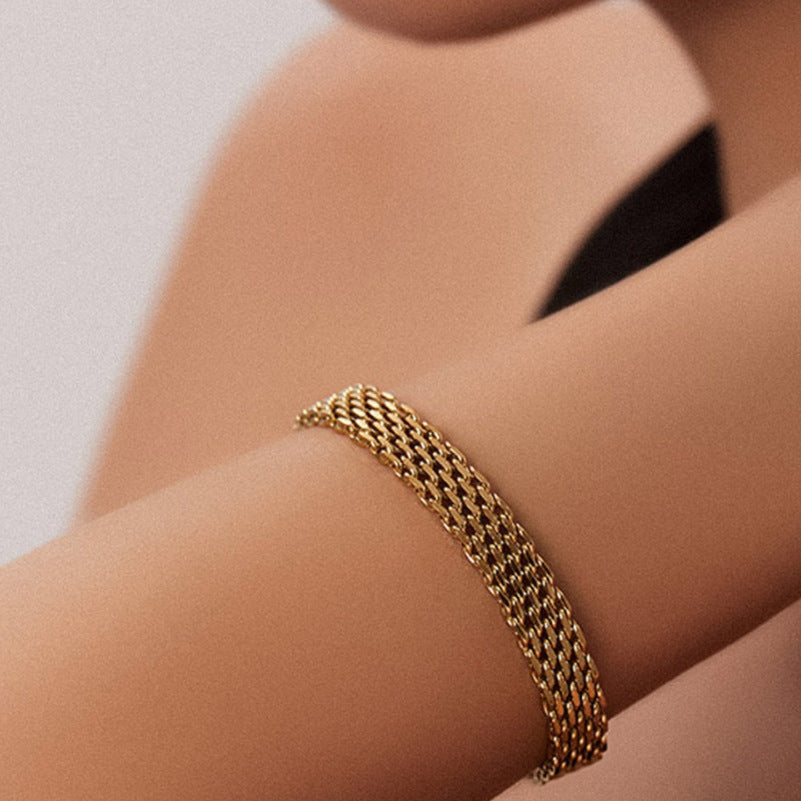 سوار سلسلة نسائي ذهبي/فضي | Women's Chain Bracelet Business Casual Golden Silver