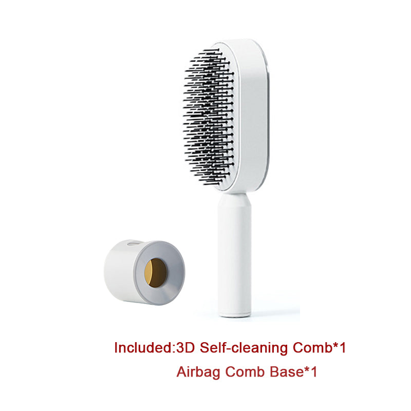 فرشاة شعر ذاتية التنظيف بضغطة واحدة مضادة للكهرباء لمساج فروة الرأس | Self Cleaning Hair Brush One-key Cleaning Anti-Static Airbag Massage Scalp Comb
