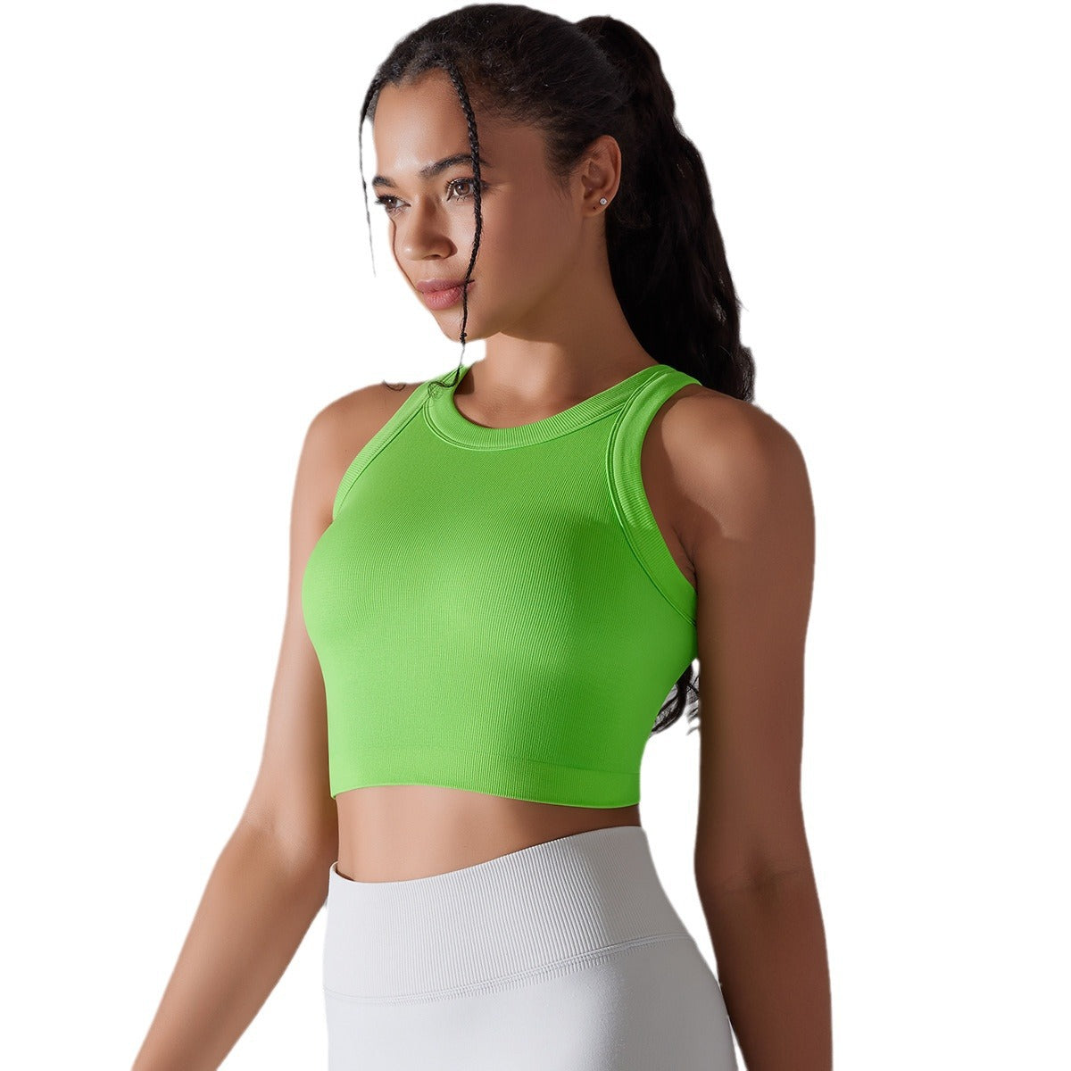 قميص رياضي نسائي بدون أكمام محبوك سلس | Women's Sleeveless Vest Running Fitness Seamless Knitted Sports Top