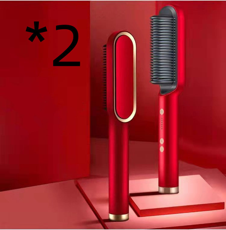 مكواة شعر 2 في 1 مع تجعيد | New 2 In 1 Hair Straightener Hot Comb Curling Tong Electric Hair Brush