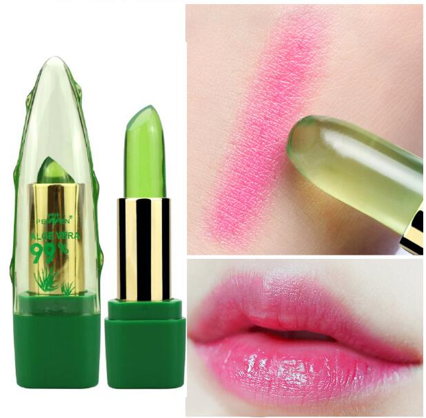 أحمر شفاه مغير اللون بالصبار الطبيعي مرطب ومغذي | Aloe Vera Gel Color Changing Lipstick Gloss Moisturizer Anti-drying Lip Care
